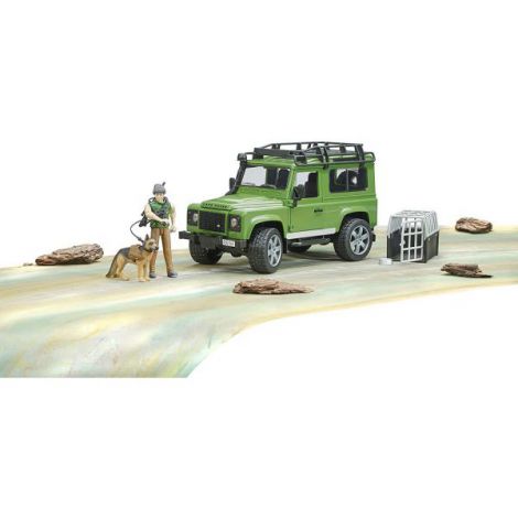 BRUDER - MASINA DE TEREN LAND ROVER DEFENDER CU PADURAR SI CAINE - poza 4