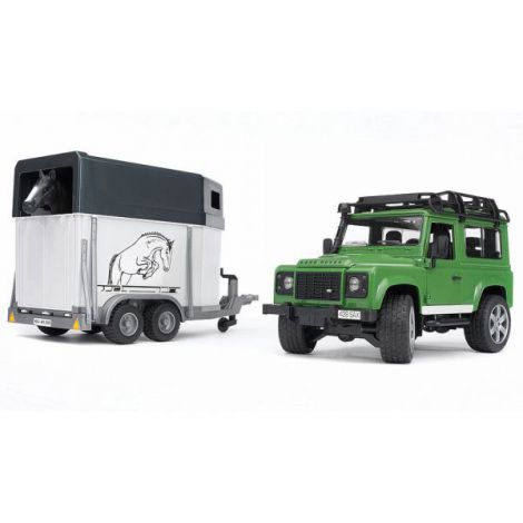 BRUDER - MASINA DE TEREN LAND ROVER DEFENDER CU REMORCA SI CAL - poza 1