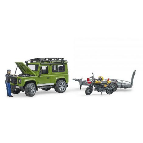 BRUDER - MASINA DE TEREN LAND ROVER DEFENDER CU REMORCA SI MOTOCICLETA DUCATI - poza 2