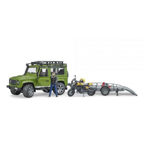 BRUDER - MASINA DE TEREN LAND ROVER DEFENDER CU REMORCA SI MOTOCICLETA DUCATI - poza 3