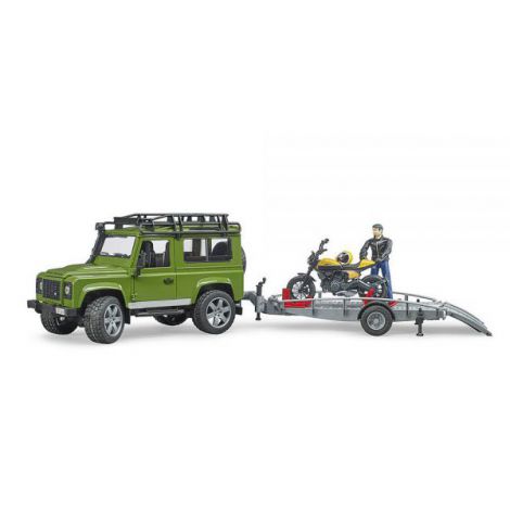 BRUDER - MASINA DE TEREN LAND ROVER DEFENDER CU REMORCA SI MOTOCICLETA DUCATI - poza 4