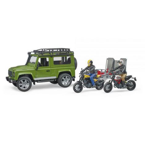 BRUDER - MASINA DE TEREN LAND ROVER DEFENDER CU REMORCA SI MOTOCICLETA DUCATI - poza 5