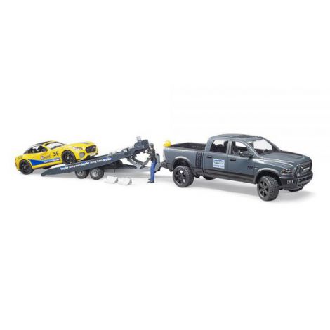 BRUDER - MASINA DE TEREN RAM 2500 SI MASINA DE CURSE ROADSTER - poza 3