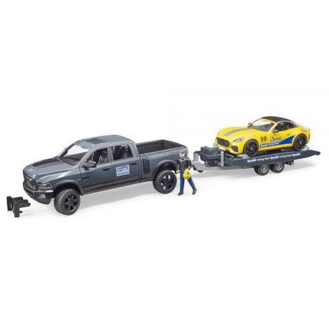 BRUDER - MASINA DE TEREN RAM 2500 SI MASINA DE CURSE ROADSTER - poza 4