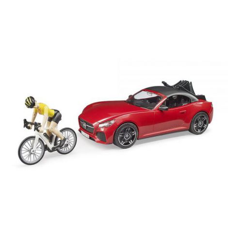 BRUDER - MASINA ROADSTER CU BICICLETA SI CICLIST - poza 1