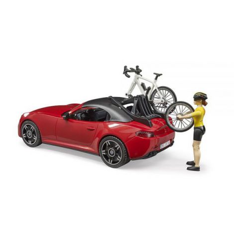 BRUDER - MASINA ROADSTER CU BICICLETA SI CICLIST - poza 2
