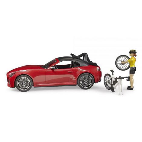 BRUDER - MASINA ROADSTER CU BICICLETA SI CICLIST - poza 3