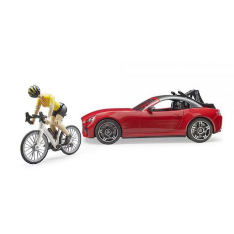 BRUDER - MASINA ROADSTER CU BICICLETA SI CICLIST - poza 4