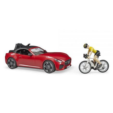 BRUDER - MASINA ROADSTER CU BICICLETA SI CICLIST - poza 5