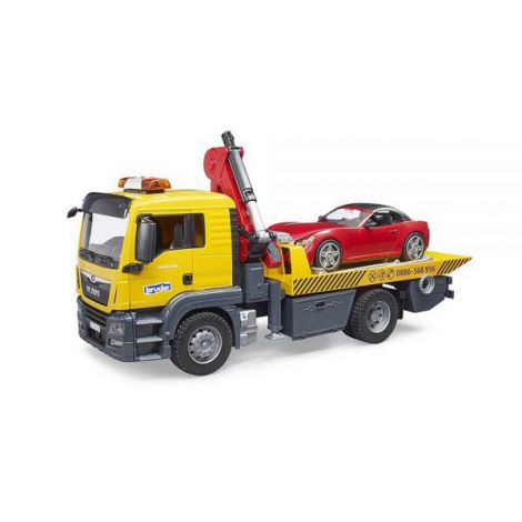 BRUDER - MASINA TRACTARE MAN TGS CU MASINA ROADSTER CU LUMINI SI SUNETE - poza 2