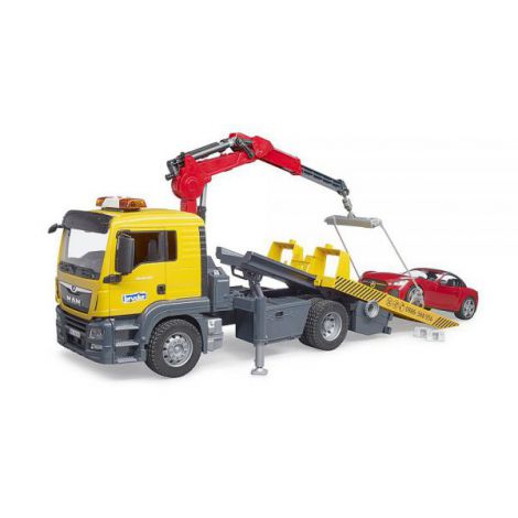 BRUDER - MASINA TRACTARE MAN TGS CU MASINA ROADSTER CU LUMINI SI SUNETE - poza 3