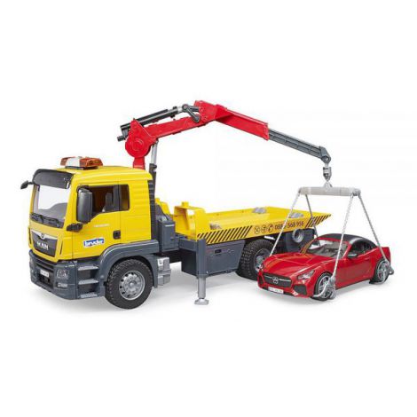BRUDER - MASINA TRACTARE MAN TGS CU MASINA ROADSTER CU LUMINI SI SUNETE - poza 4