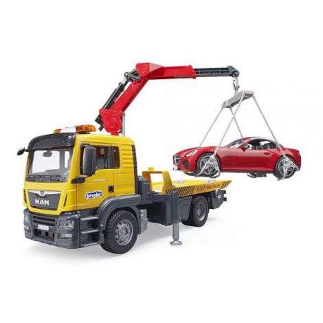 BRUDER - MASINA TRACTARE MAN TGS CU MASINA ROADSTER CU LUMINI SI SUNETE - poza 5