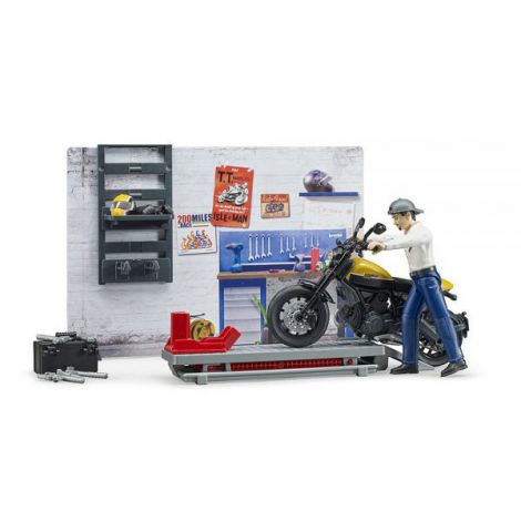 BRUDER - SERVICE CU MOTOCICLETA SCRAMBLER DUCATI - poza 1
