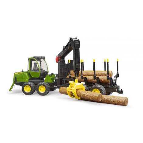BRUDER - TRACTOR FORESTIER JOHN DEERE 1210E CU GRAIFER SI 4 BUSTENI - poza 2
