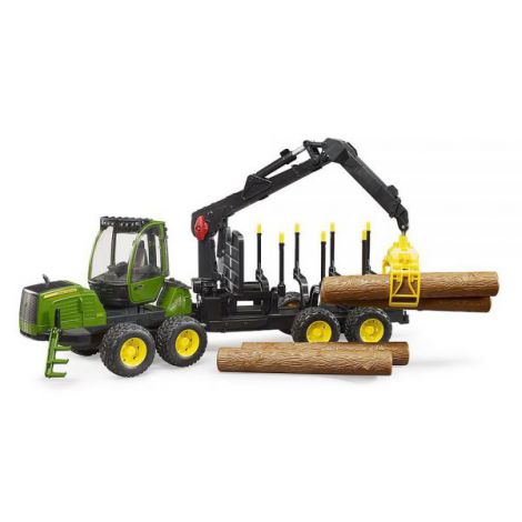 BRUDER - TRACTOR FORESTIER JOHN DEERE 1210E CU GRAIFER SI 4 BUSTENI - poza 3