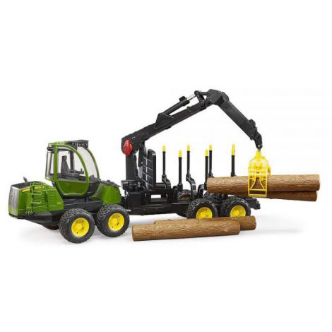 BRUDER - TRACTOR FORESTIER JOHN DEERE 1210E CU GRAIFER SI 4 BUSTENI - poza 4
