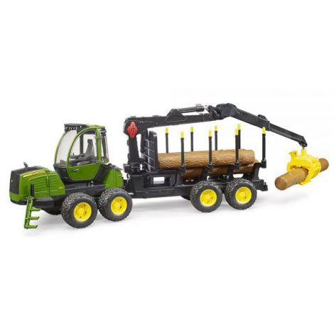 BRUDER - TRACTOR FORESTIER JOHN DEERE 1210E CU GRAIFER SI 4 BUSTENI - poza 5