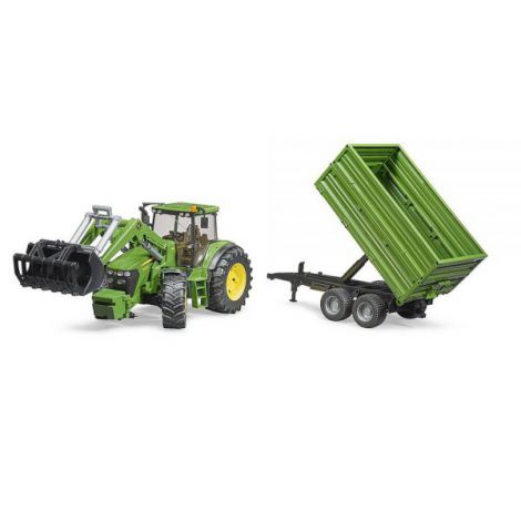 BRUDER - TRACTOR JOHN DEERE 7930 CU INCARCATOR FRONTAL SI REMORCA BASCULANTA PE OSIE - poza 3