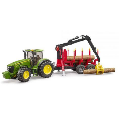 BRUDER - TRACTOR JOHN DEERE 7930 CU REMORCA FORESTIERA SI 4 BUSTENI - poza 1