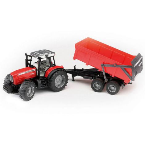BRUDER - TRACTOR MASSEY FERGUSON 7480 CU REMORCA BASCULABILA - poza 1