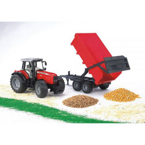 BRUDER - TRACTOR MASSEY FERGUSON 7480 CU REMORCA BASCULABILA - poza 2