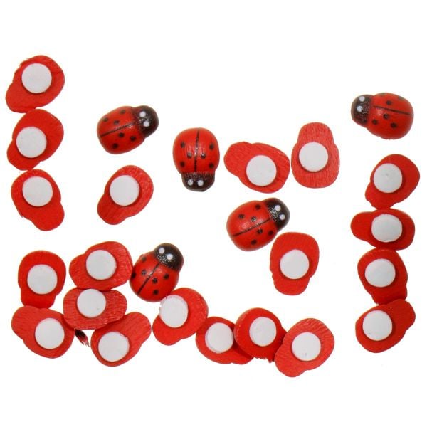 Buburuze din lemn autoadezive pentru activitati crafts, 18x25 mm, 10 bucati
