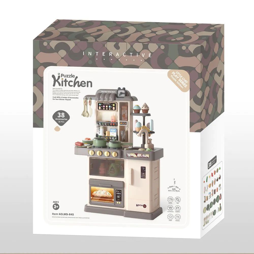 Bucatarie cu apa curenta si abur Home Kitchen 38 piese Gri - poza 2