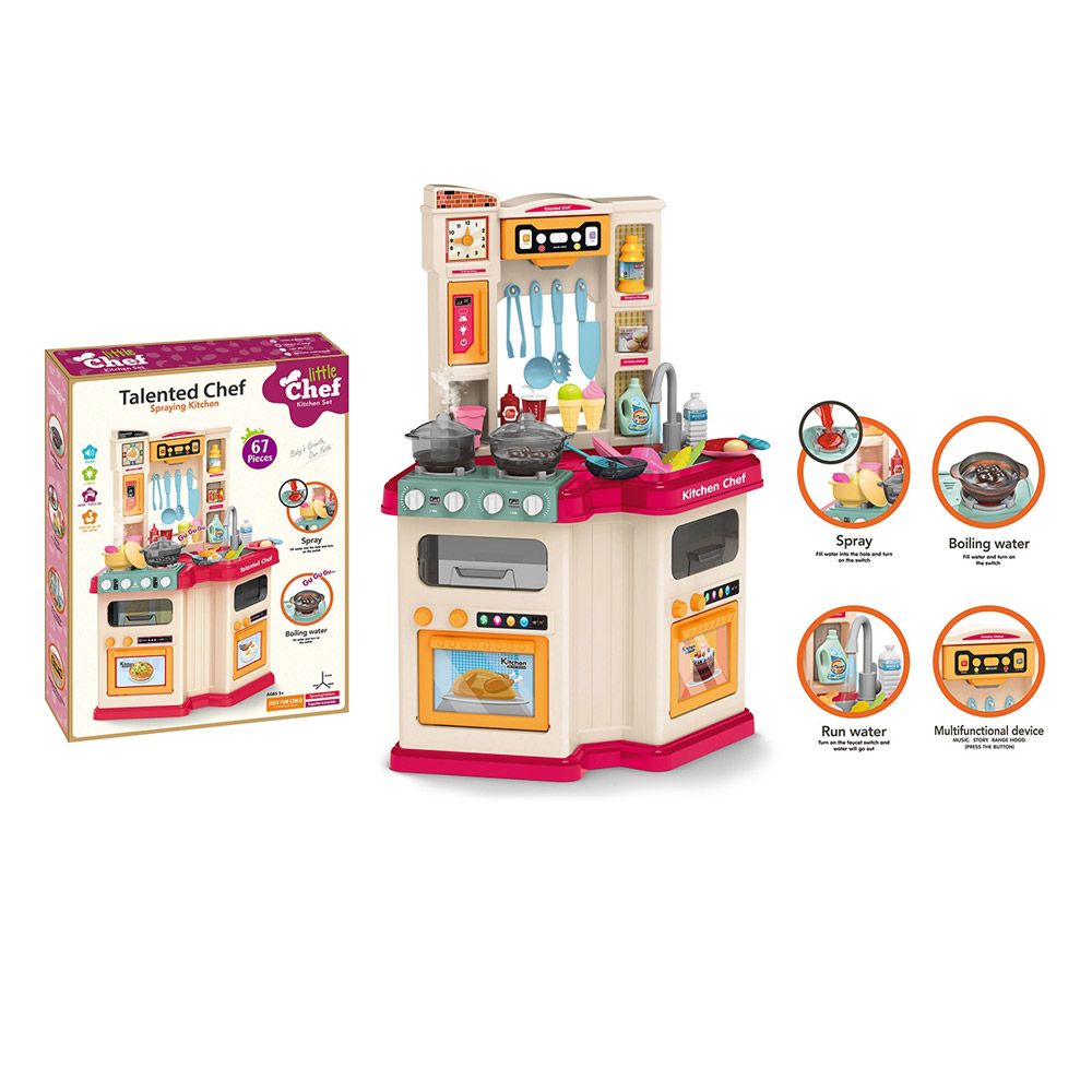 Bucatarie cu chiuveta functionala si aburi Ocie Little Chef Pink - poza 2