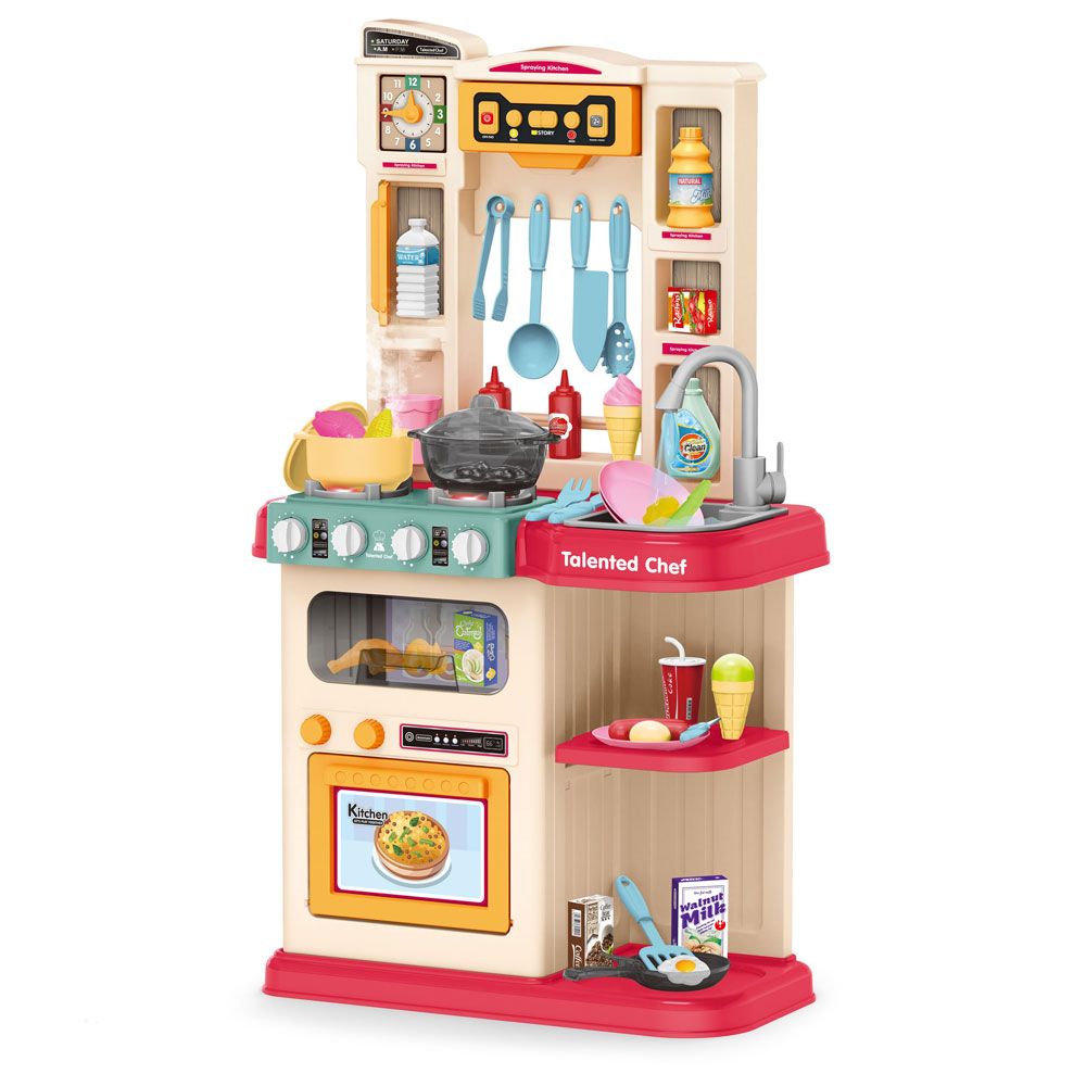 Bucatarie Little Chef cu abur si chiuveta cu apa curenta 65 piese - poza 1