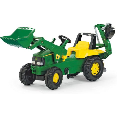Buldoexcavator cu pedale John Deere, tractor cu cupa fata si excavator spate - poza 2
