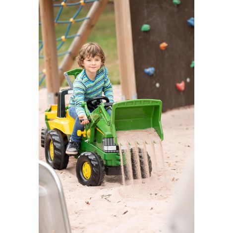Buldoexcavator cu pedale John Deere, tractor cu cupa fata si excavator spate - poza 3
