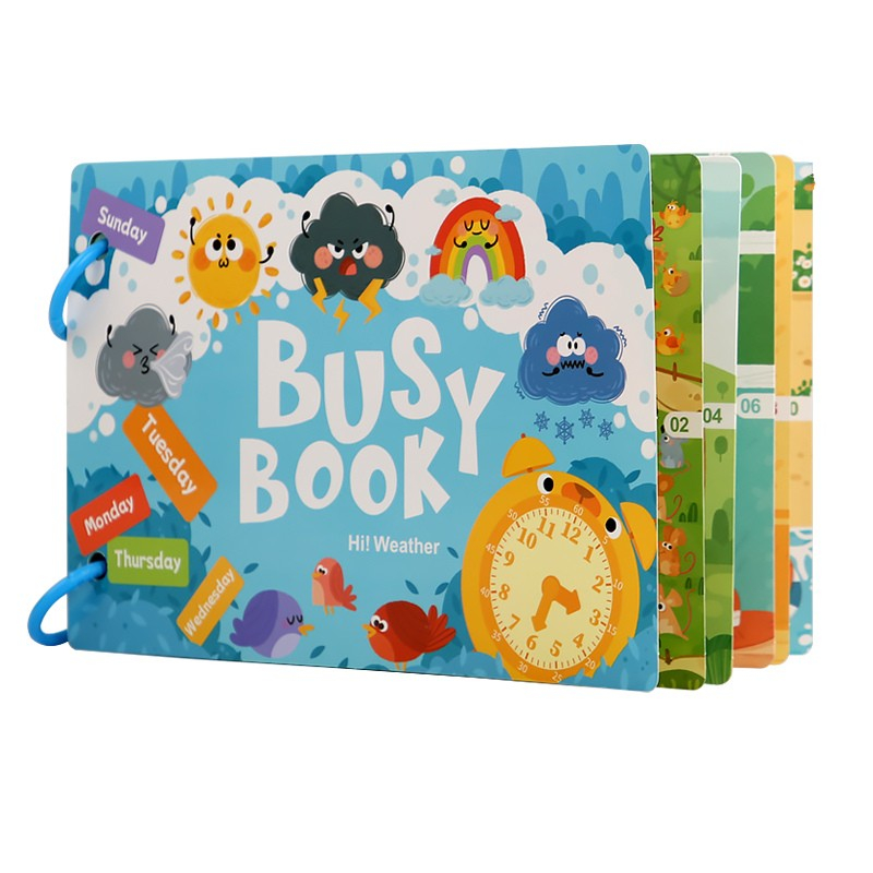 Busy Book - Starea vremii, carte interactiva cu stickere reutilizabile