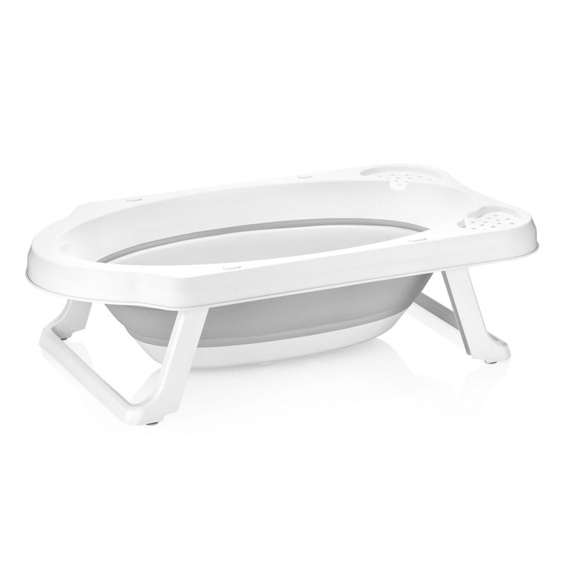 Cadita pliabila, Keeeper, Pentru bebelusi cu dop de scurgere, Maja, 82 x 48 x 23.5 cm, Nordic Grey