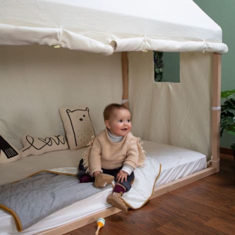 Cadru pat casuta Childhome 90x200 cm Lemn Natural - poza 5
