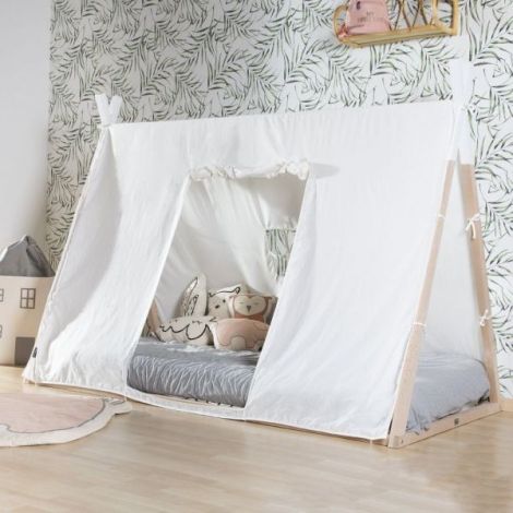 Cadru pat Tipi Childhome 90x200 cm Lemn Natural Alb - poza 5