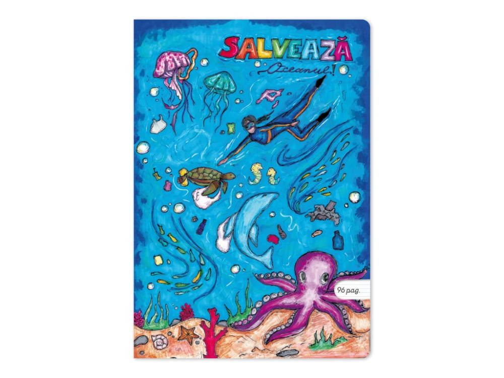 Caiet A5 dictando, ilustratie Strigatul oceanului, 48 file, 80g