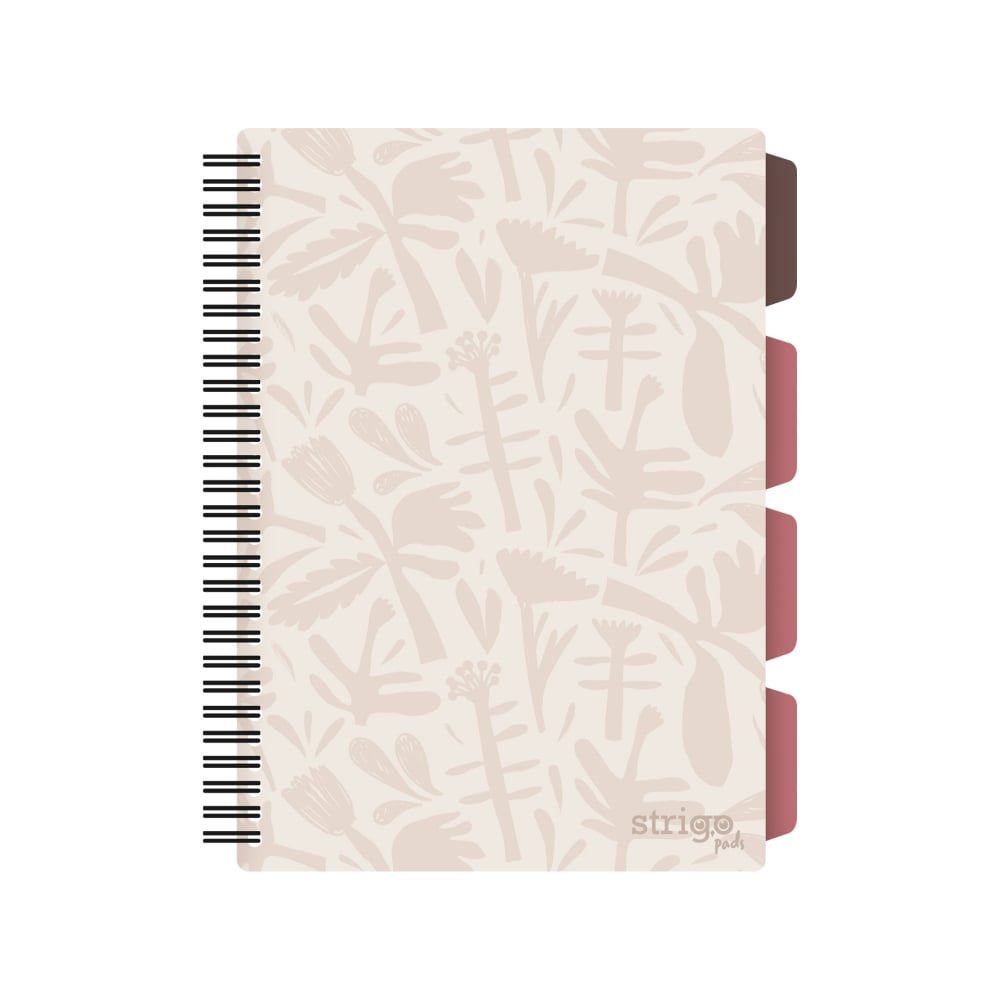 Caiet cu Spirala si Separatoare Strigo Pads Project Book Floral B5, Matematica, Crem