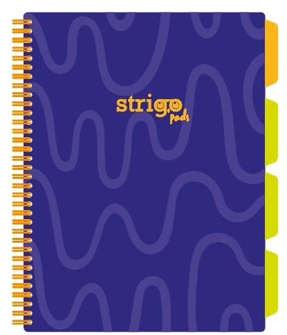 Caiet cu Spirala si Separatoare Strigo Pads Project Book Neon A4, Matematica