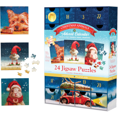 Calendar de Advent Animalutele si Craciunul, 24 puzzle-uri, 50 piese - poza 2