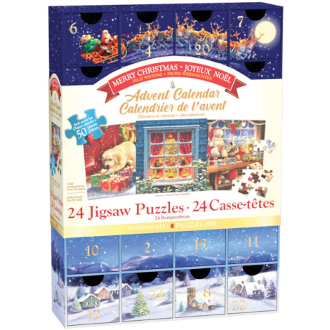 Calendar de Advent Craciun Fericit, 24 puzzle-uri, 50 piese