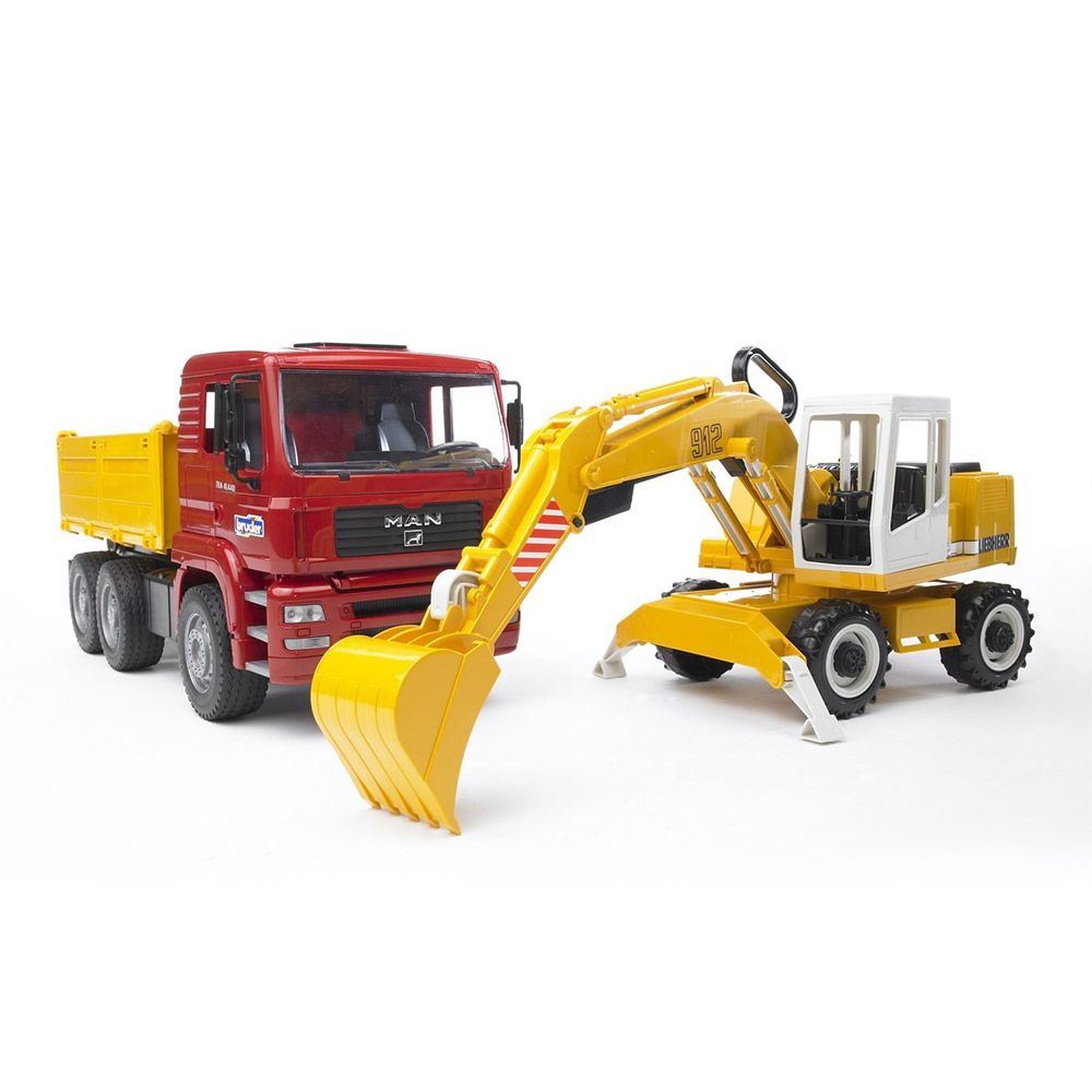 Camion Bruder Construction Man TGA si excavator Liebherr - poza 1