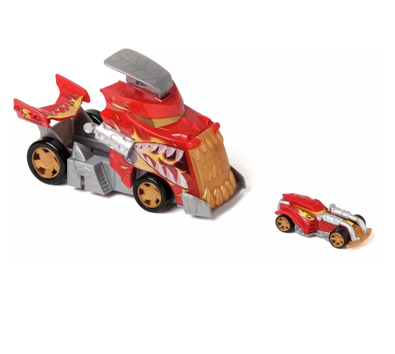 Camion cu lansator si masinuta T-Racers Mix N Race Fire - poza 1