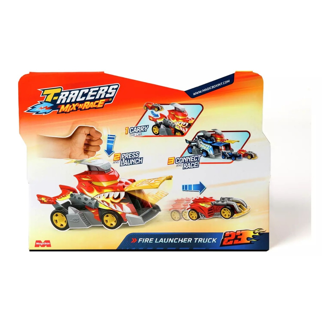 Camion cu lansator si masinuta T-Racers Mix N Race Fire - poza 4