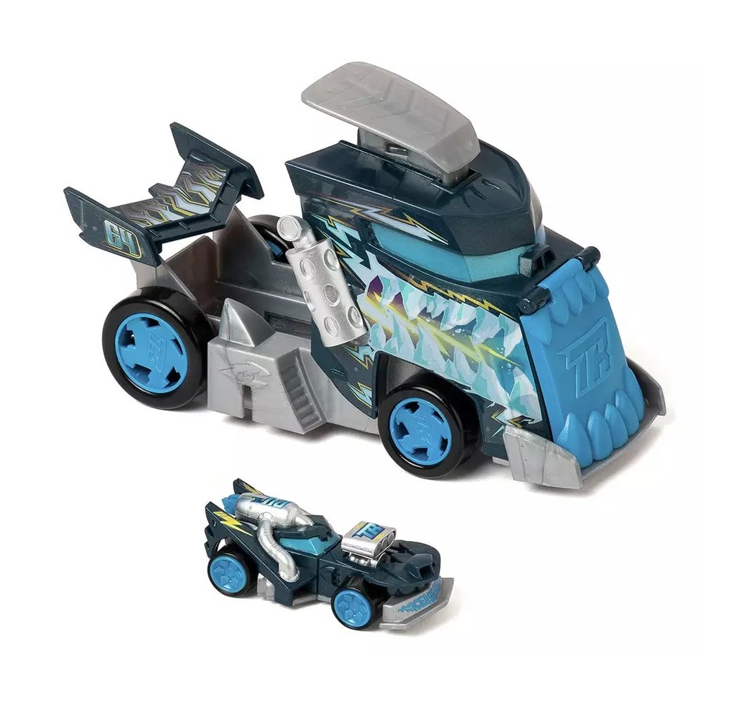 Camion cu lansator si masinuta T-Racers Mix N Race Ice - poza 1