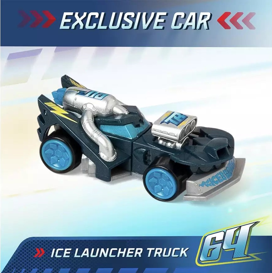Camion cu lansator si masinuta T-Racers Mix N Race Ice - poza 3