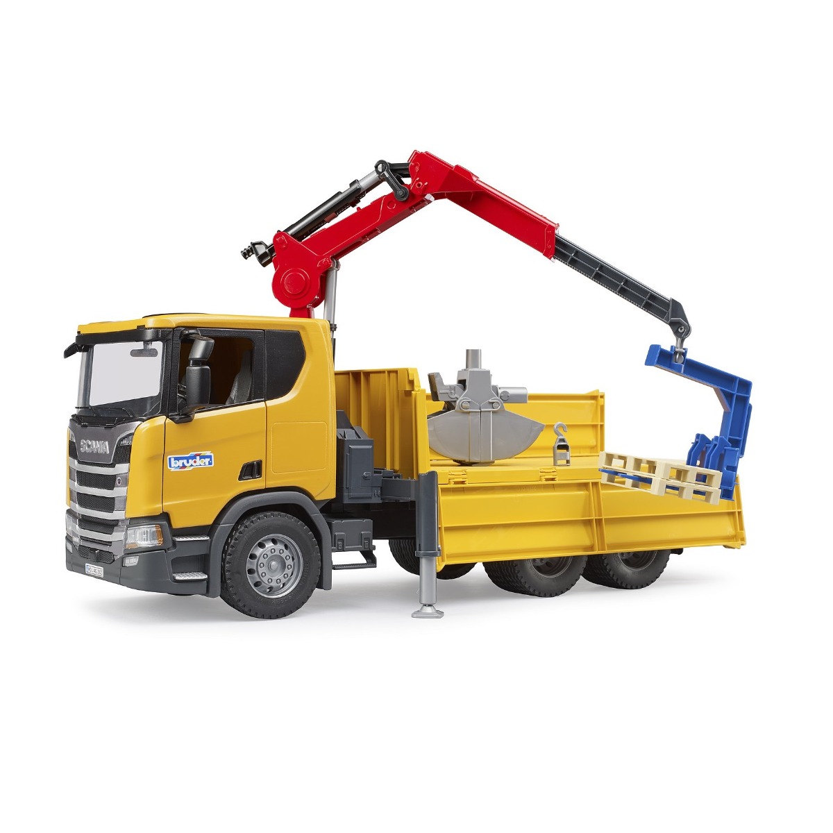 Camion cu macara si 2 paleti Bruder Scania 03551 - poza 1