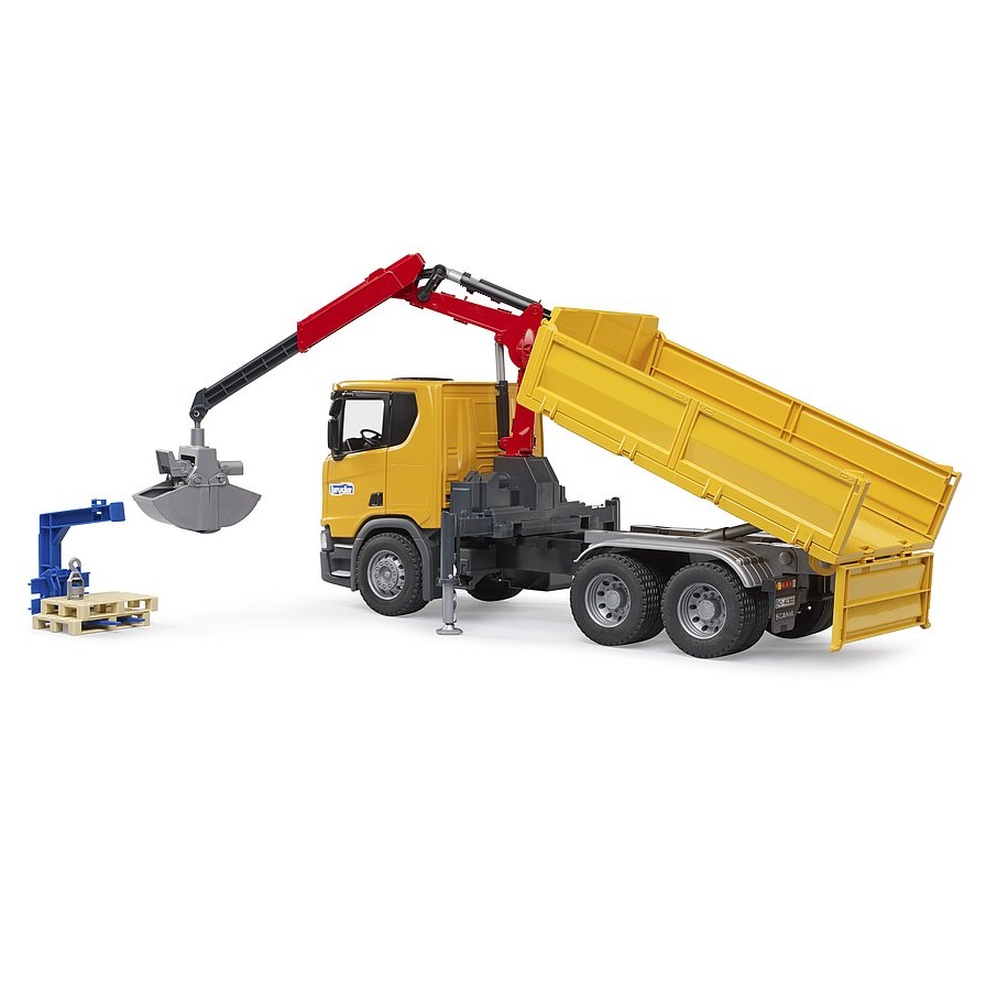 Camion cu macara si 2 paleti Bruder Scania 03551 - poza 2