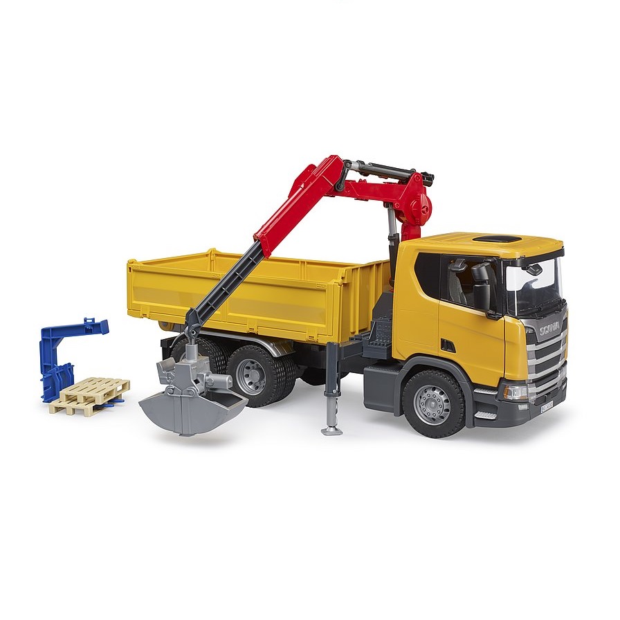 Camion cu macara si 2 paleti Bruder Scania 03551 - poza 4