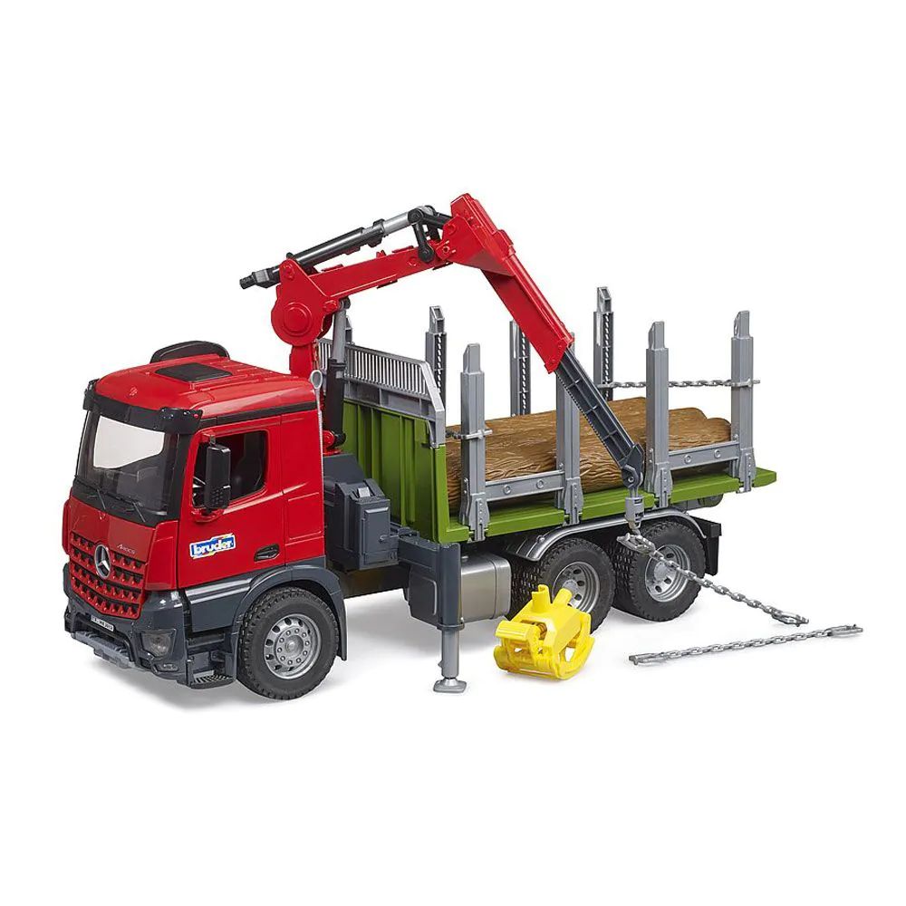 Camion cu macara si 3 lemne Bruder Mercedes Benz Arocs - poza 1